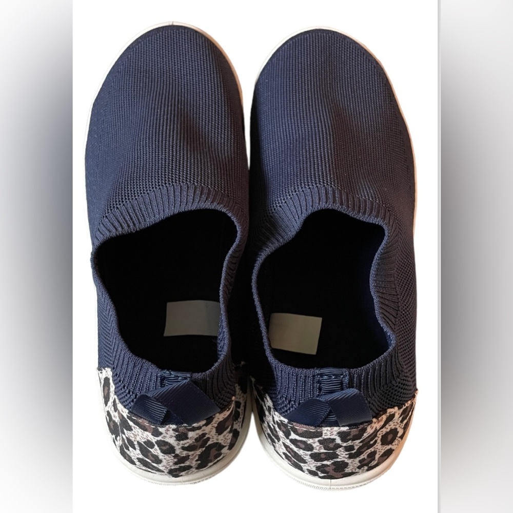 Navy Blue & White Animal Print Flats Size 9/10